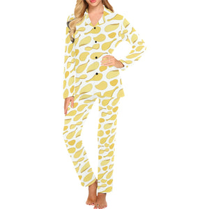 Potato Chips Pattern Print Design 02 Women's Long Pajama Set