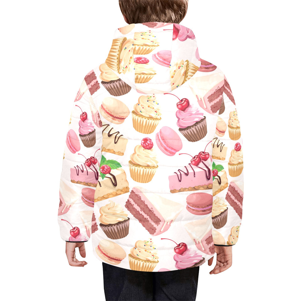 Cake cupcake sweets pattern Kids' Boys' Girls' Padded Hooded Jacket
