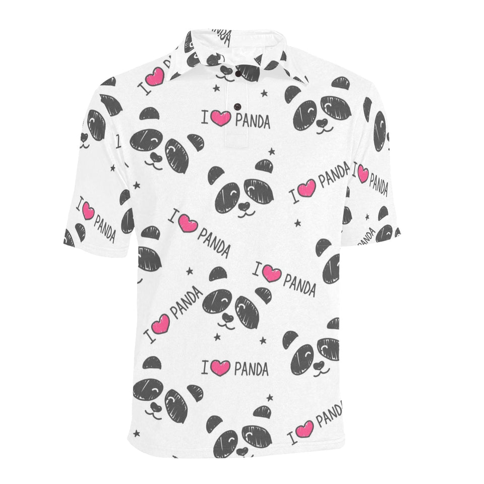 Hand Drawn faces of pandas pattern Men's All Over Print Polo Shirt