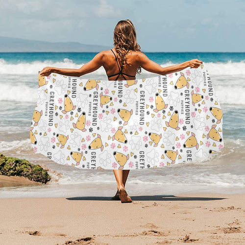 Greyhound Pattern Print Design 03 Beach Towel