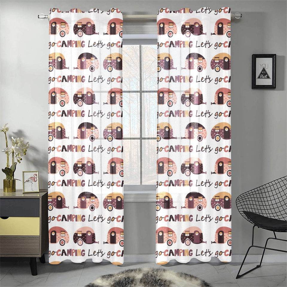 Camper Van Pattern Print Design 01 Gauze Curtain