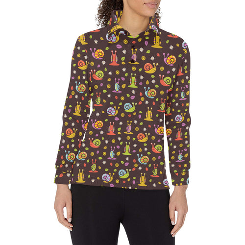 Snail Pattern Print Design 02 Women's Long Sleeve Polo Shirt