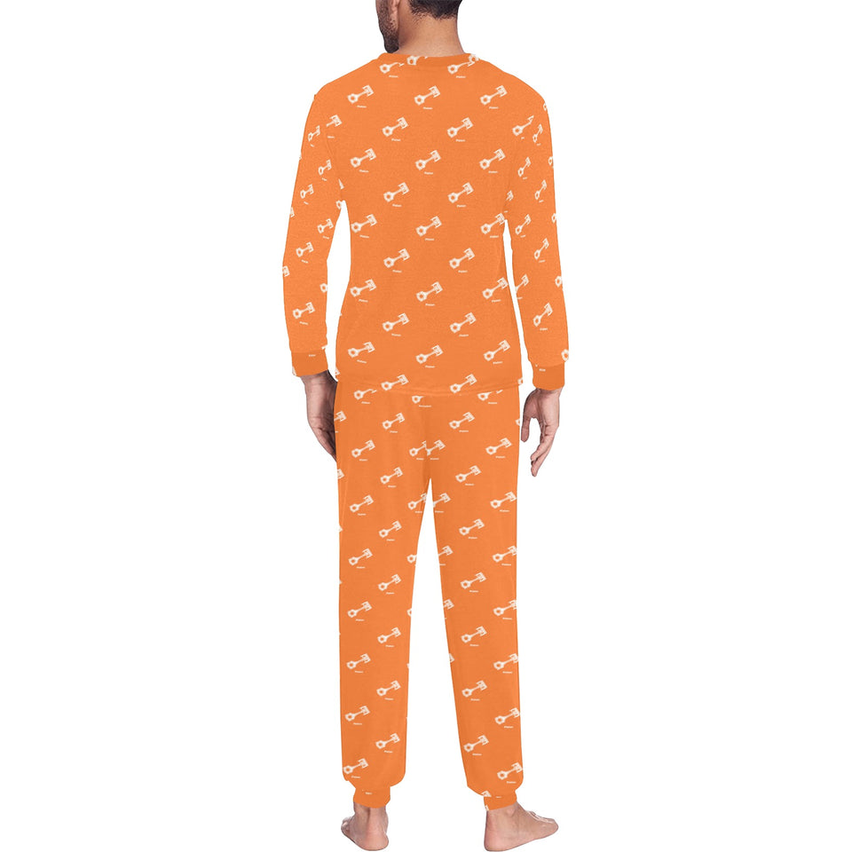 Engine Piston Orange Background Pattern Design 05 Men's All Over Print Pajama