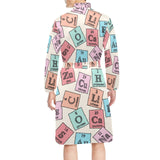Chemistry Periodic Table Pattern Print Design 02 Men's Long Sleeve Belted Night Robe