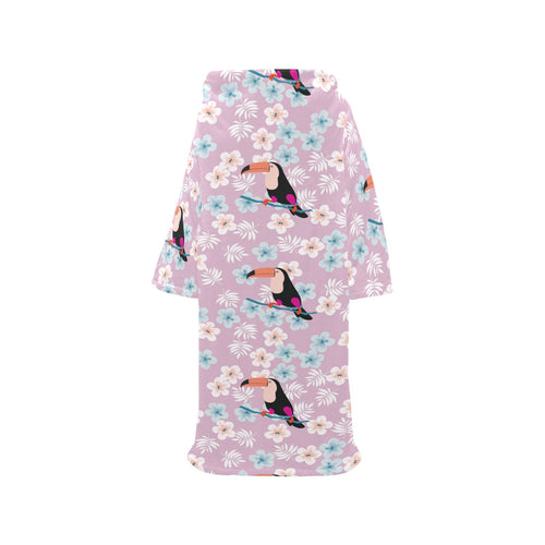 Beautiful toucan flower leaves Blanket Robe with Sleeves