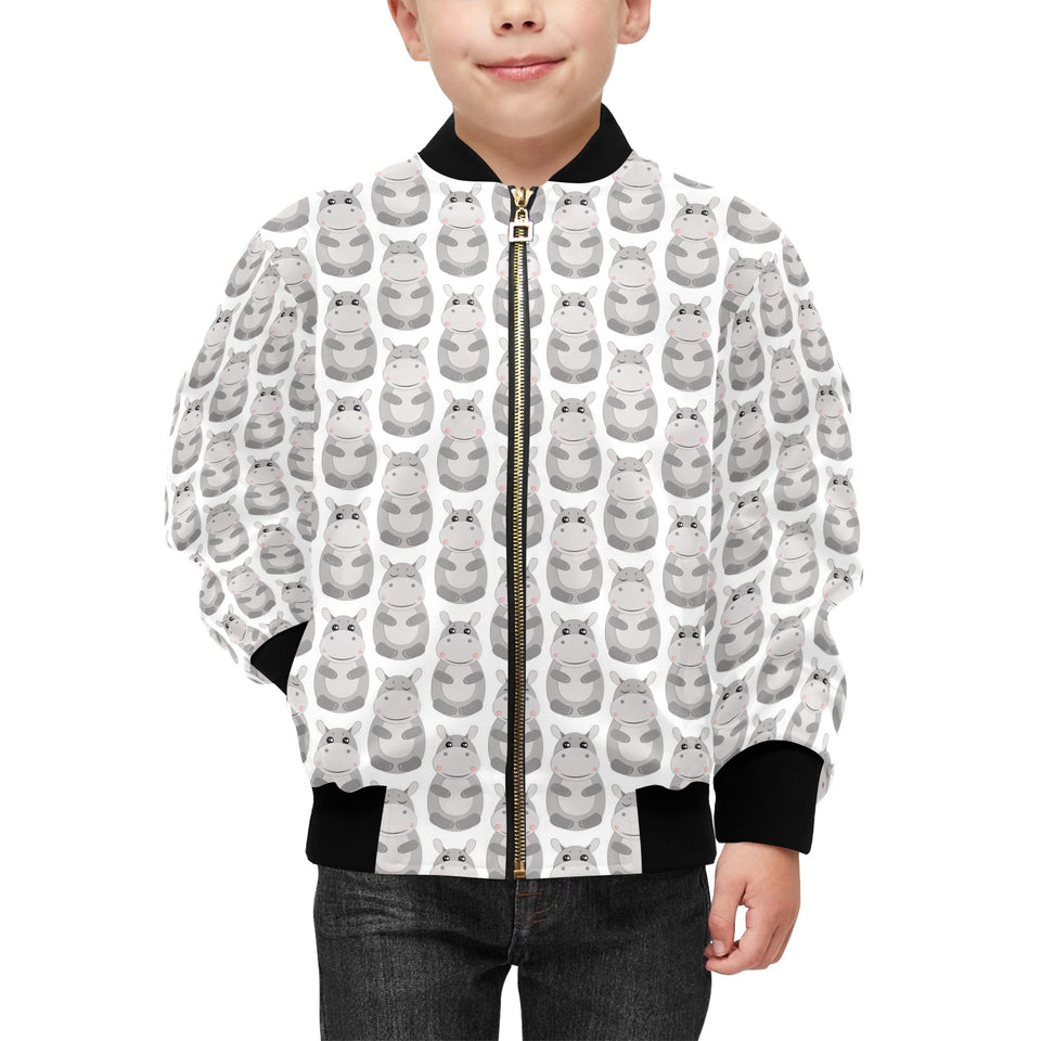 Hippopotamus Pattern Print Design 05 Kids' Boys' Girls' Bomber Jacket