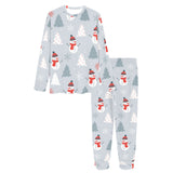 Snowman christmas tree snow gray background Women's All Over Print Pajama Set