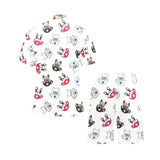 French bulldog cup paw pattern Men's V-Neck Short Pajama Set