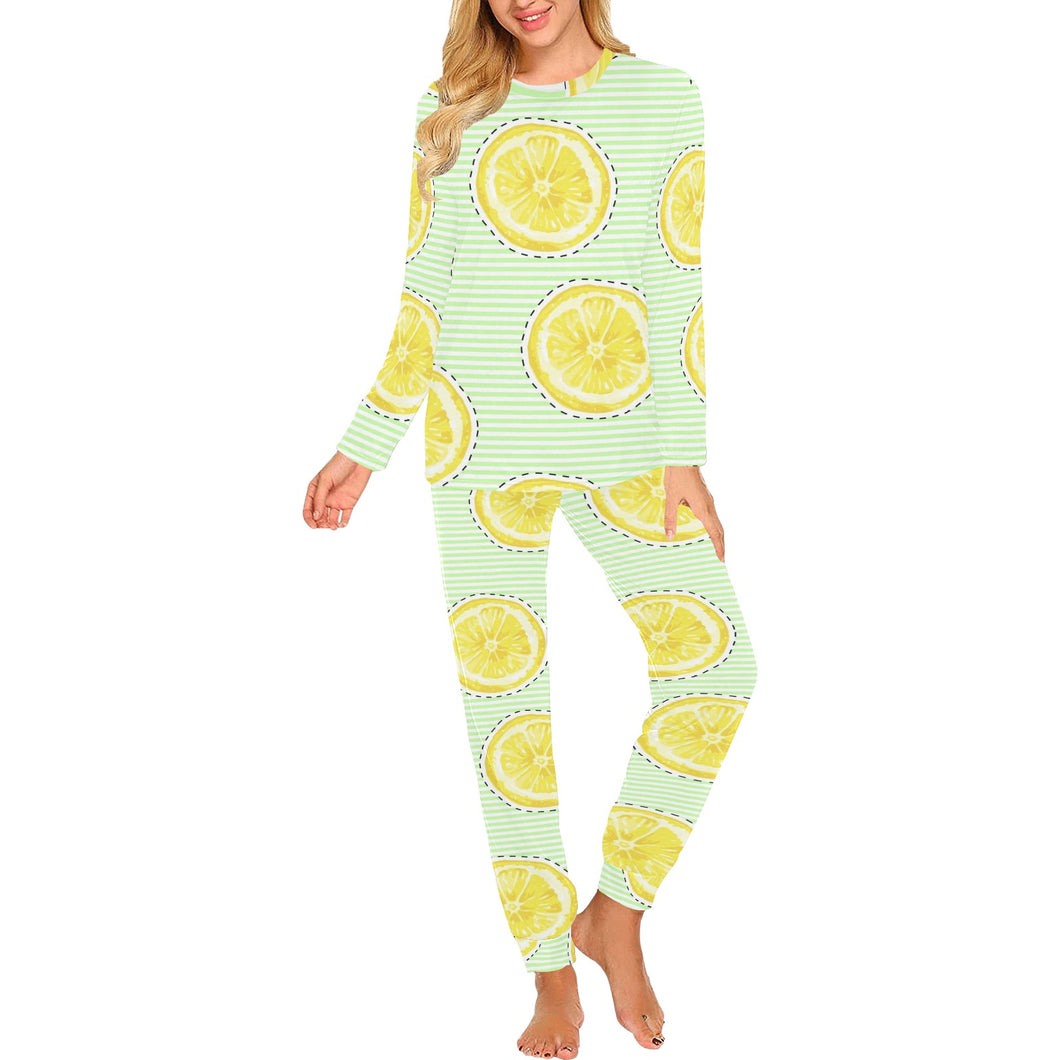 slice of lemon pattern Women's All Over Print Pajama Set