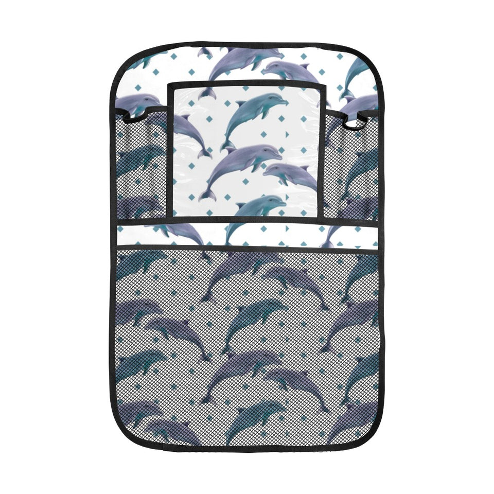 Dolphins pattern dotted background Car Seat Back Organizer