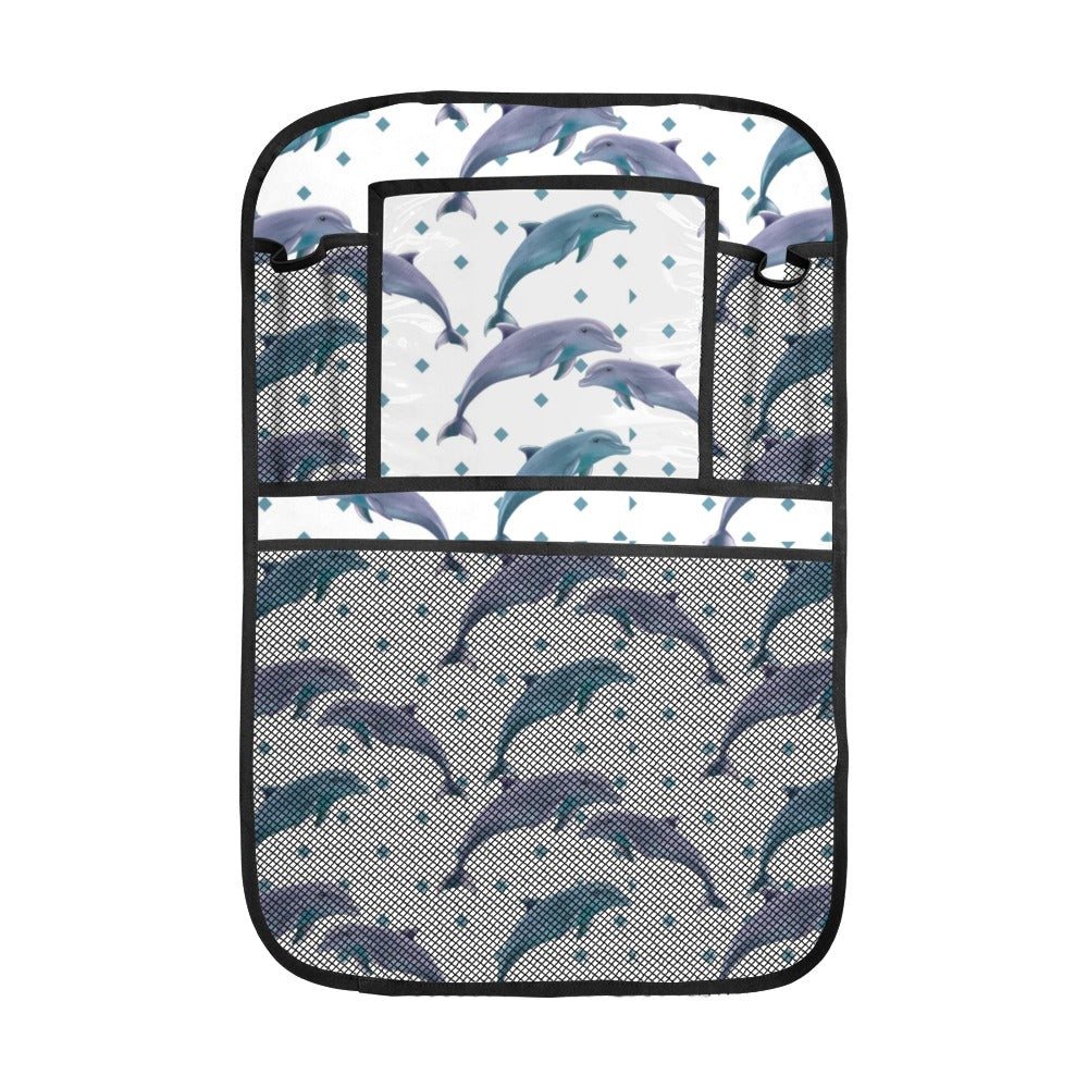 Dolphins pattern dotted background Car Seat Back Organizer