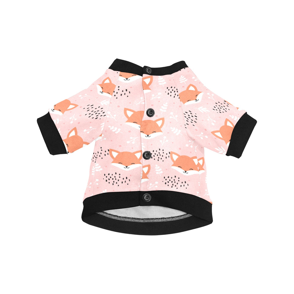 Cute fox pattern pink background All Over Print Pet Dog Round Neck Fuzzy Shirt