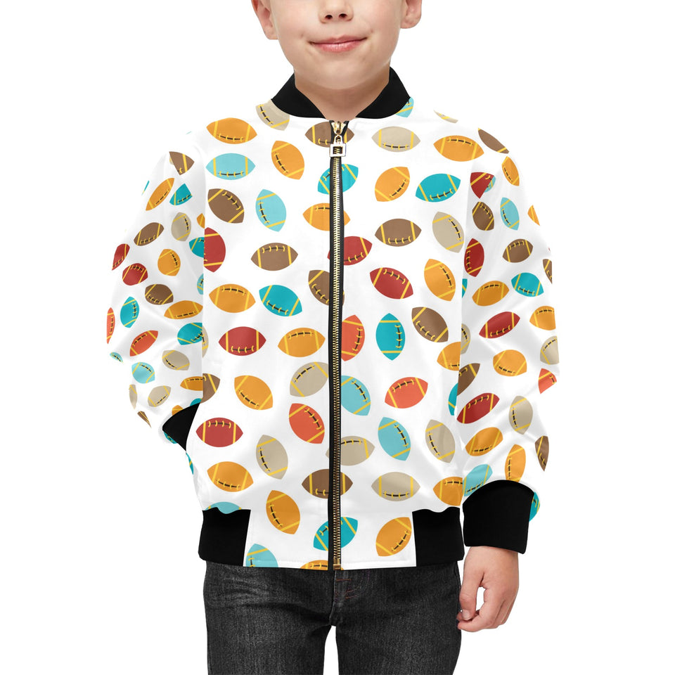 Colorful american football ball pattern Kids' Boys' Girls' Bomber Jacket