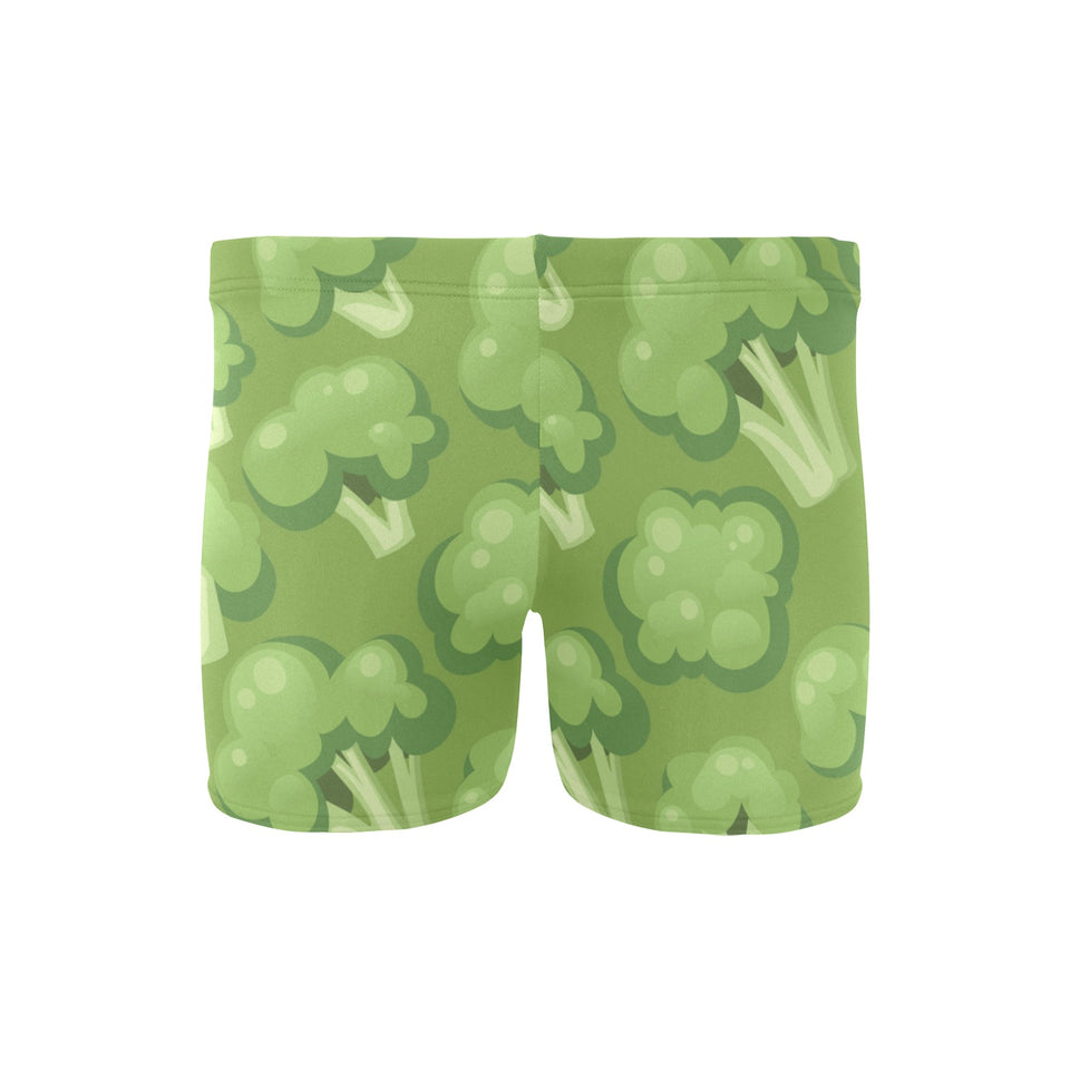 Broccoli pattern green background Men's Swimming Trunks