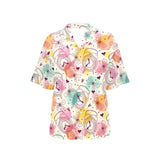 Clock butterfly pattern Women's All Over Print Hawaiian Shirt