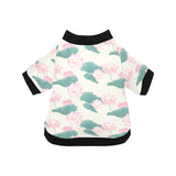 Pink lotus waterlily leaves pattern All Over Print Pet Dog Round Neck Fuzzy Shirt