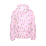 Lavender pattern pink background Kids' Boys' Girls' Padded Hooded Jacket