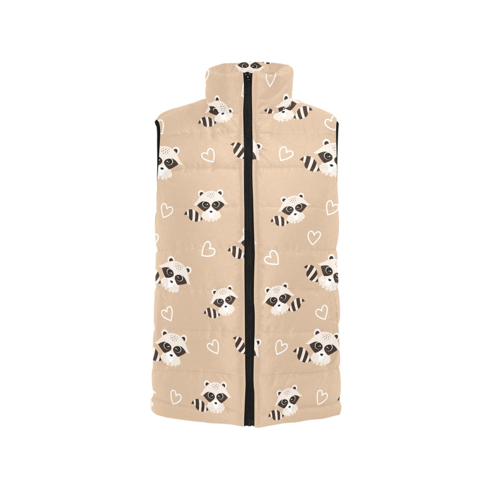 Cute raccoon heart pattern Women's Padded Vest