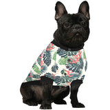 heliconia flowers, palm and monstera leaves All Over Print Pet Dog Round Neck Fuzzy Shirt