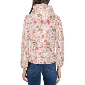 Swallow Pattern Print Design 01 Women's Padded Hooded Jacket