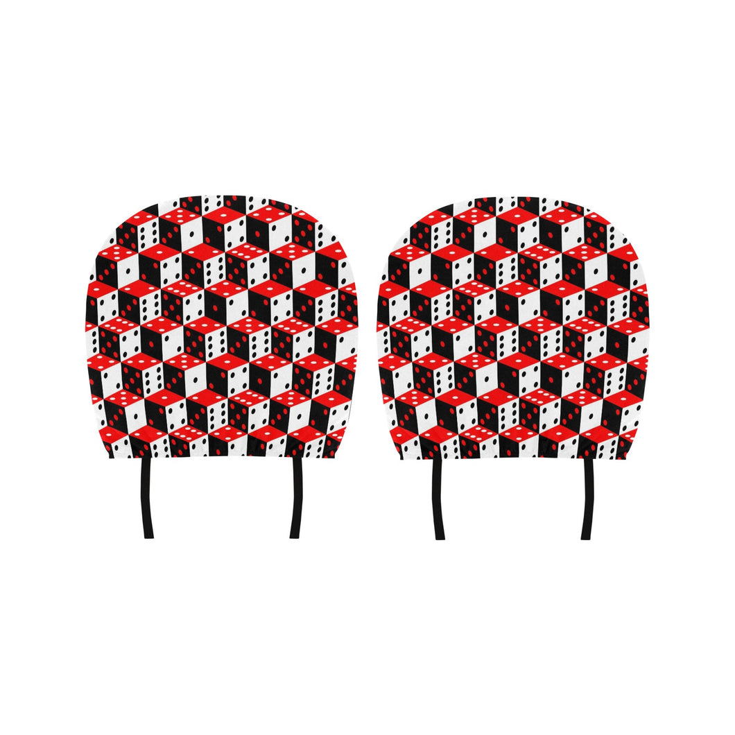 Dice Pattern Print Design 02 Car Headrest Cover