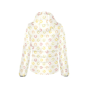 Horseshoes Pattern Print Design 02 Women's Padded Hooded Jacket