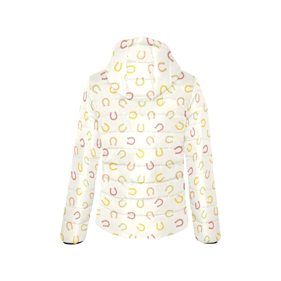 Horseshoes Pattern Print Design 02 Women's Padded Hooded Jacket