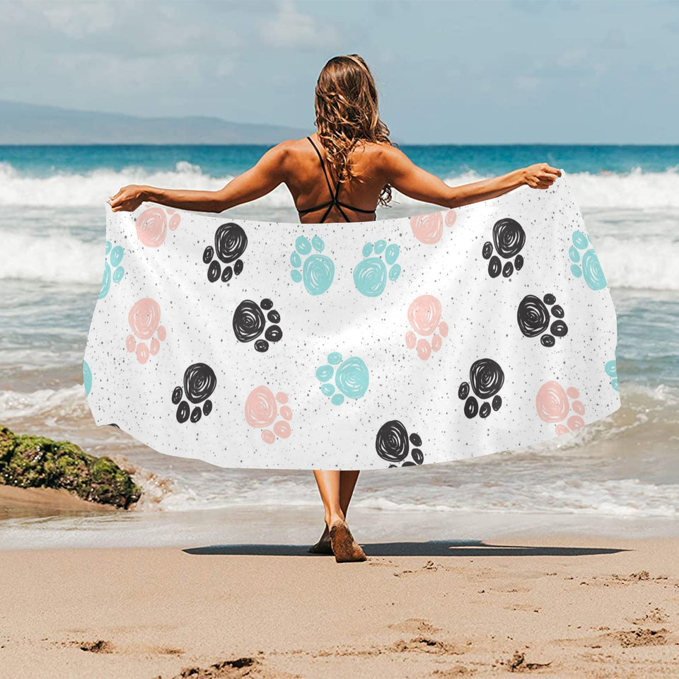 Dog Paws Pattern Print Design 04 Beach Towel