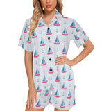 Sailboat anchor pattern Women's V-Neck Short Pajama Set
