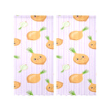 cute onions smiling faces purple background Gauze Curtain