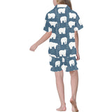 polar bear mother her child pattern Kids' Boys' Girls' V-Neck Short Pajama Set