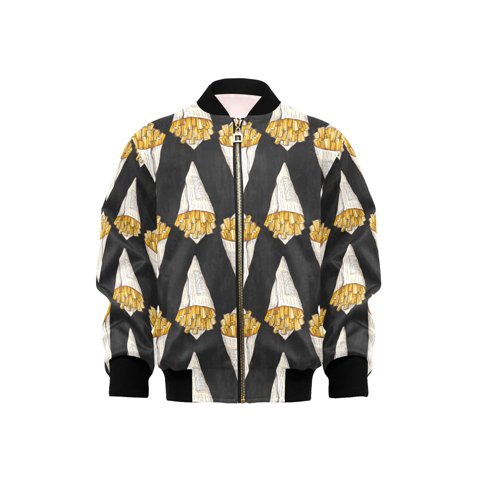 French fries dark background Kids' Boys' Girls' Bomber Jacket