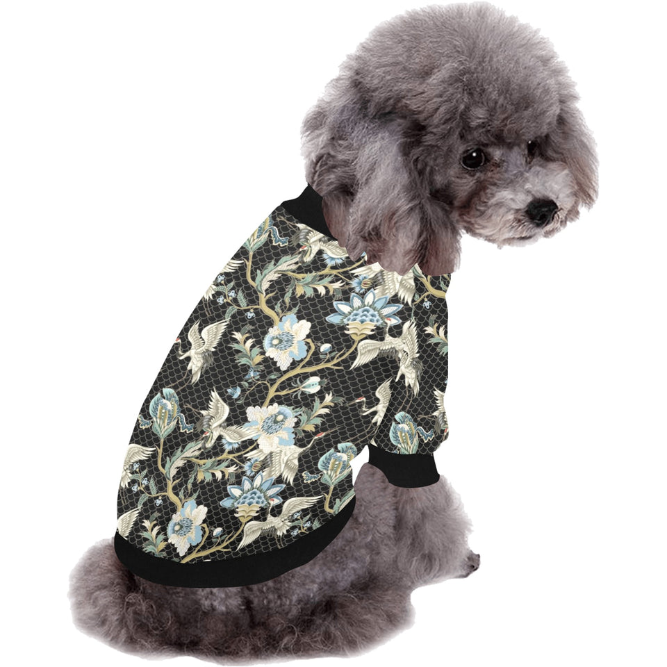 Japanese crane ornament elements All Over Print Pet Dog Round Neck Fuzzy Shirt
