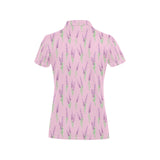 Lavender pattern pink background Women's All Over Print Polo Shirt