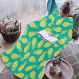 Pineapples pattern green background Blanket Robe with Sleeves