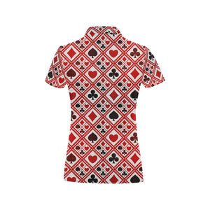 Casino Cards Suits Pattern Print Design 03 Women's All Over Print Polo Shirt