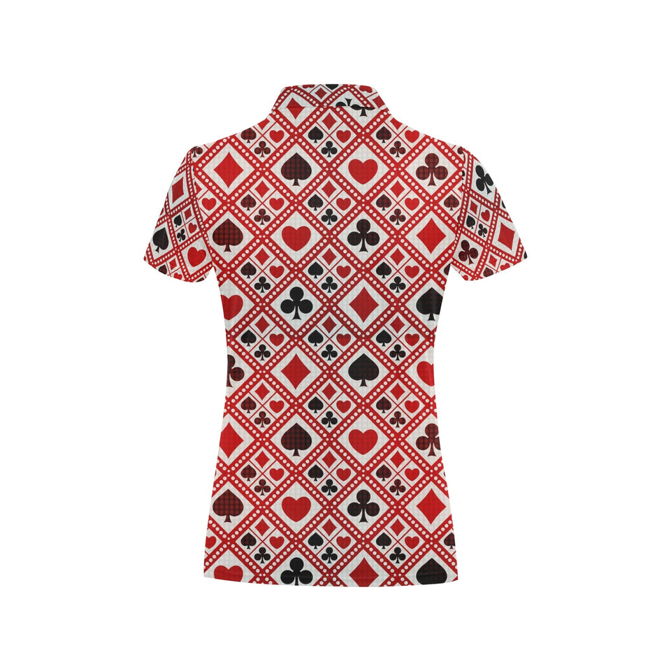 Casino Cards Suits Pattern Print Design 03 Women's All Over Print Polo Shirt