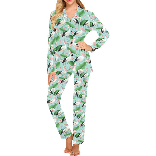 Pelican Pattern Print Design 01 Women's Long Pajama Set