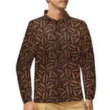 coffee bean pattern Men's Long Sleeve Polo Shirt