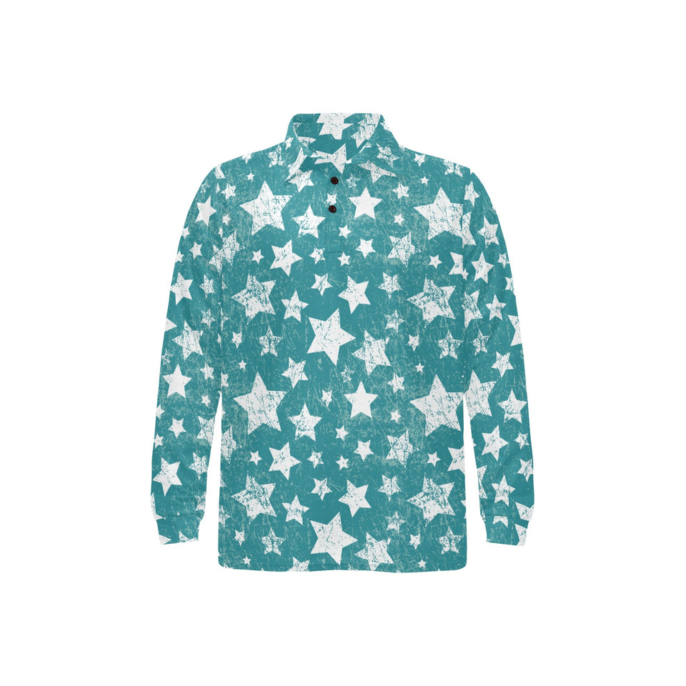 Vintage star pattern Men's Long Sleeve Polo Shirt