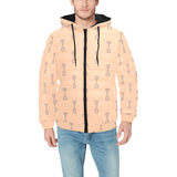 Engine Piston Cream Background Pattern Design 04 Men's Padded Hooded Jacket