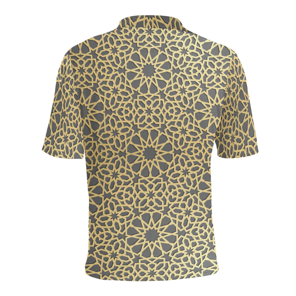 arabic star gold pattern Men's All Over Print Polo Shirt