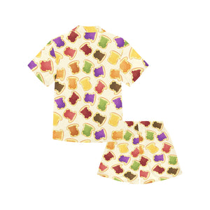 Bread Toast Pattern Print Design 02 Kids' Boys' Girls' V-Neck Short Pajama Set