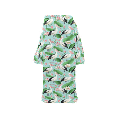Pelican Pattern Print Design 01 Blanket Robe with Sleeves