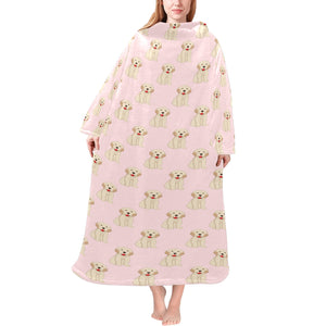 Golden Retriever Pattern Print Design 02 Blanket Robe with Sleeves