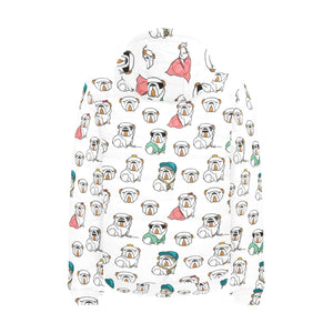 English Bulldog Pattern Print Design 03 Men's Padded Hooded Jacket
