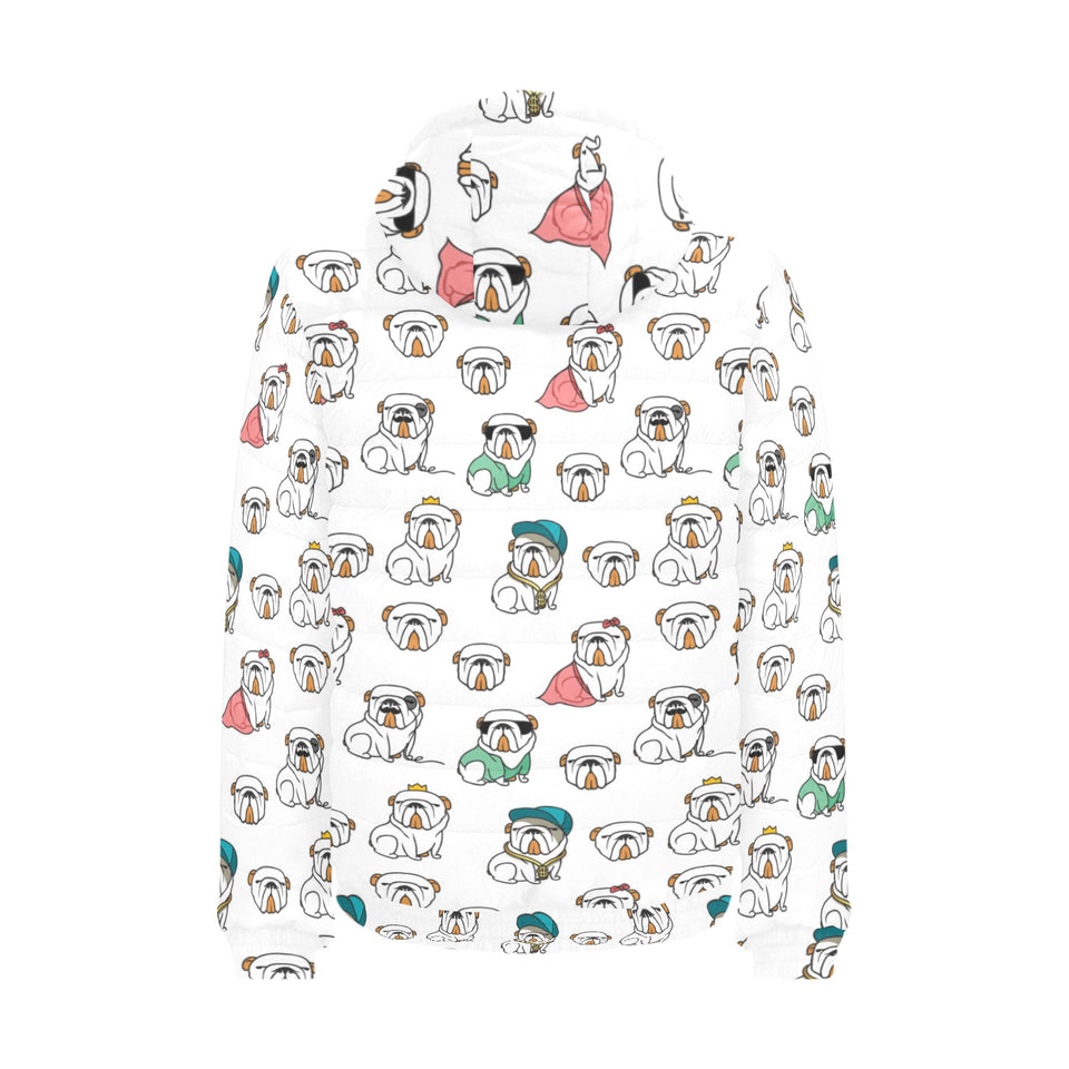English Bulldog Pattern Print Design 03 Men's Padded Hooded Jacket