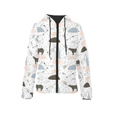 Polar bears star poka dot pattern Women's Padded Hooded Jacket