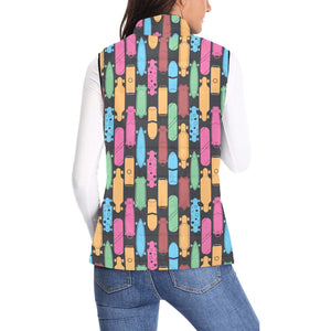 Skate Board Pattern Print Design 02 Women's Padded Vest