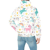 Colorful unicorn pattern Men's Padded Hooded Jacket